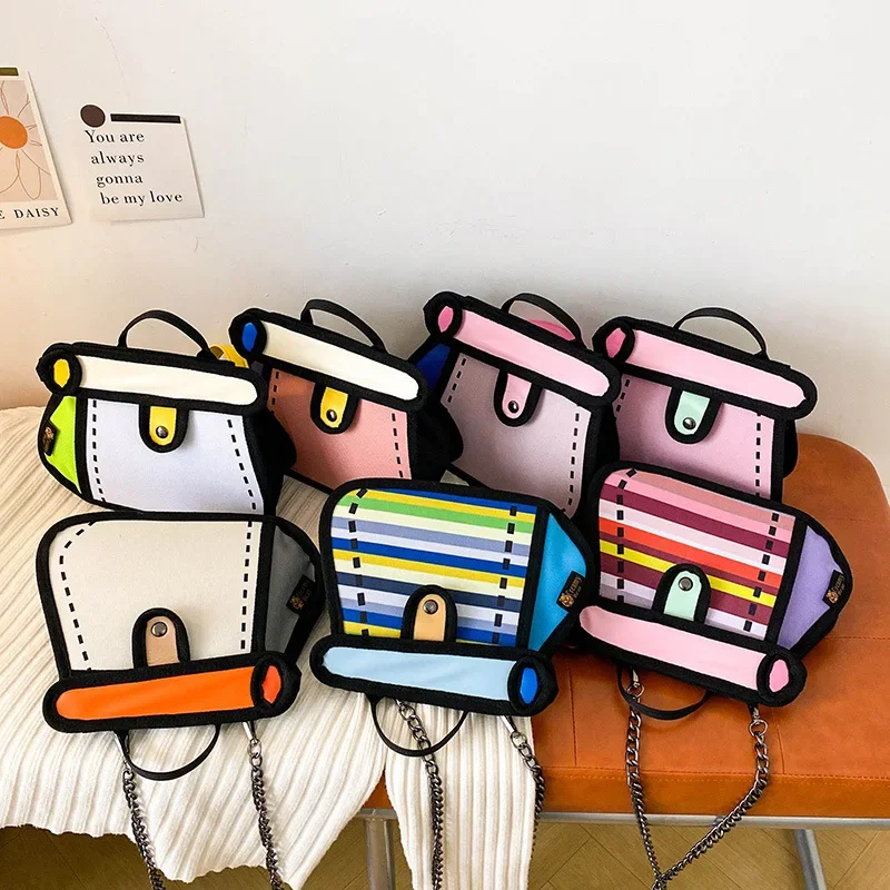 Anime Cartoon Cartoon Girl Heart Cute Cake Bag 2024 New Chain Color Contrast One Shoulder Crossbody Bag Girl Shoulder Bags