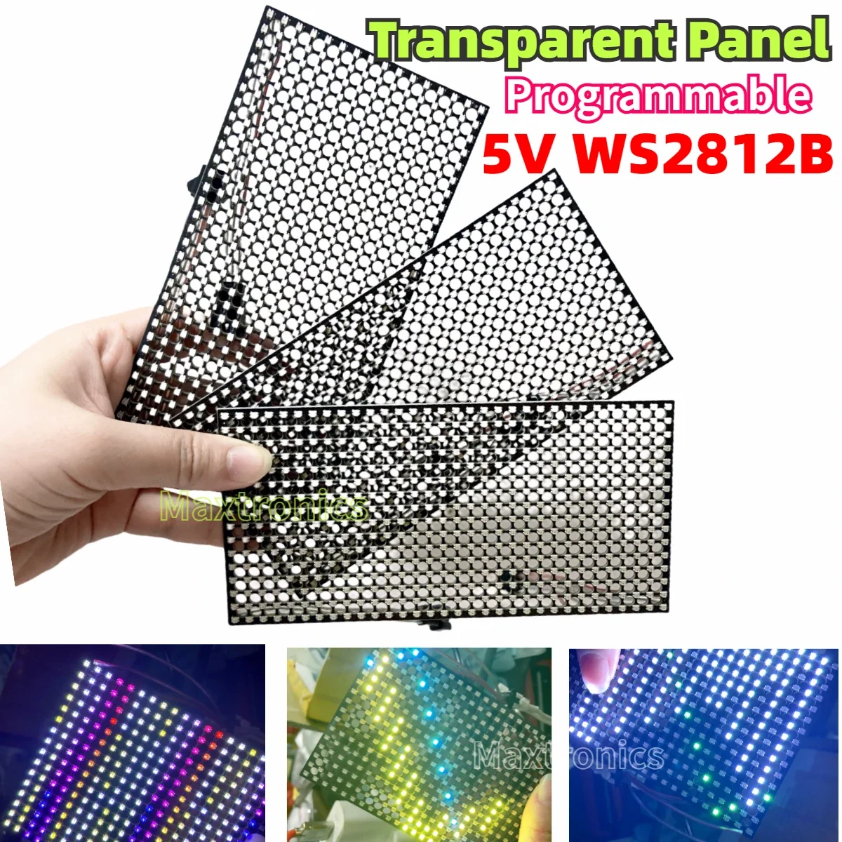 1-5PCS DC5V WS2812 LED Transparant Paneel 16*32 Full Color Programmeerbare RGB Dot Matrix 80*160mm SPI Protocol 2020 Kralen voor Decor