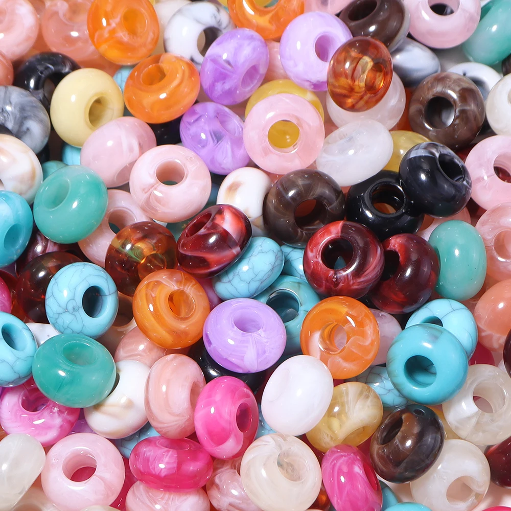 50 Stück Acrylperlen aus imitiertem Jadestein, flach, rund, mit großem Loch, Abstandshalterperlen für die Schmuckherstellung, DIY-Bastelarbeiten, Schlüsselanhänger-Zubehör – Detail 6