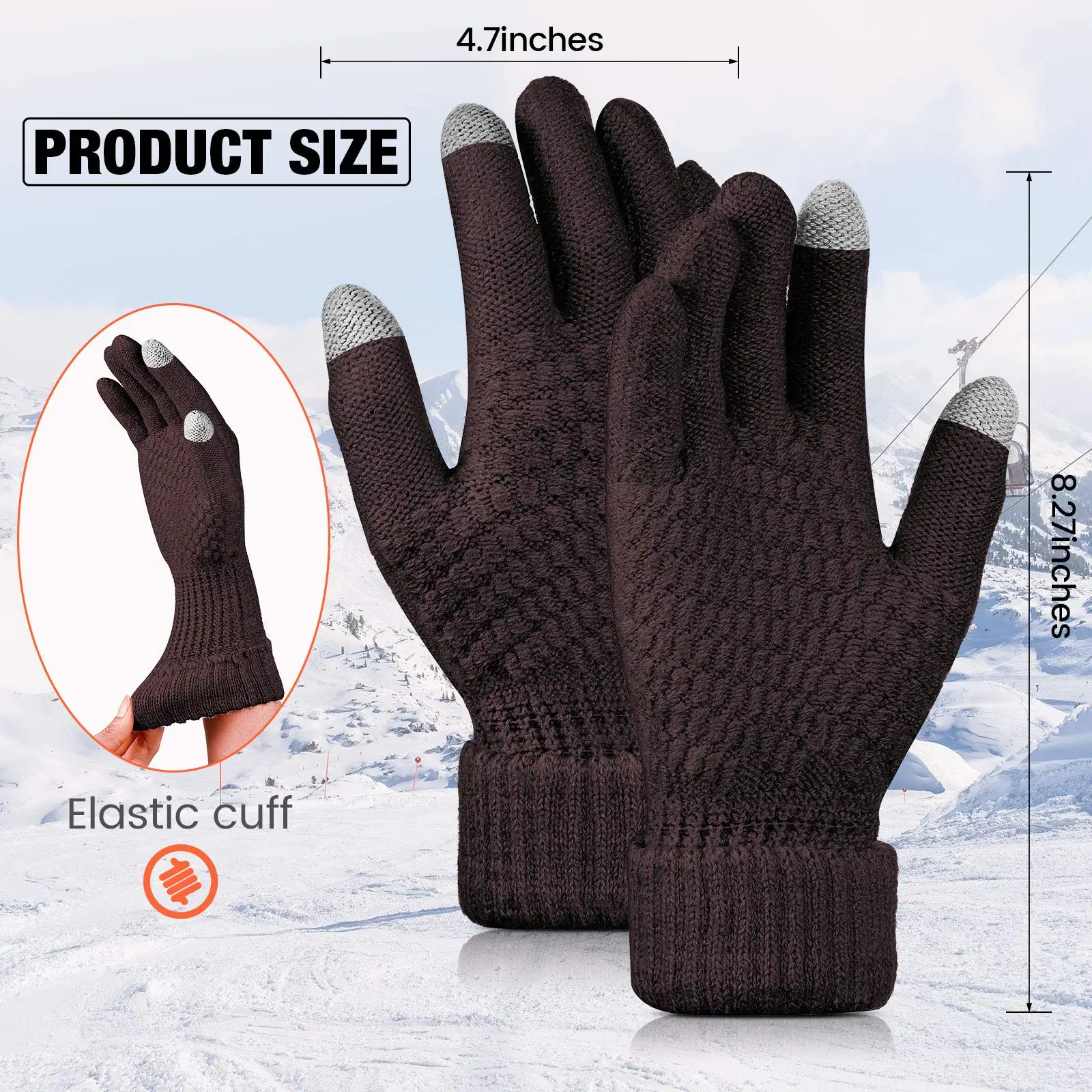 Winter Gloves for Men Women Touchscreen Warm Outdoor Cycling Driving Motorcycle Cold Resistance Gloves Windproof Non-Slip Gloves