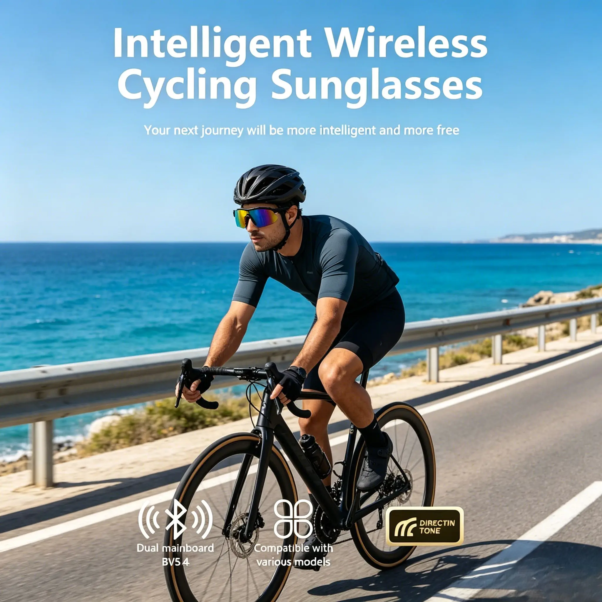 

New AI Smart Cycling Sunglasses, Built-in Bluetooth Audio & AI Voice Assistant, UV400 Protection, IP Life Waterproof