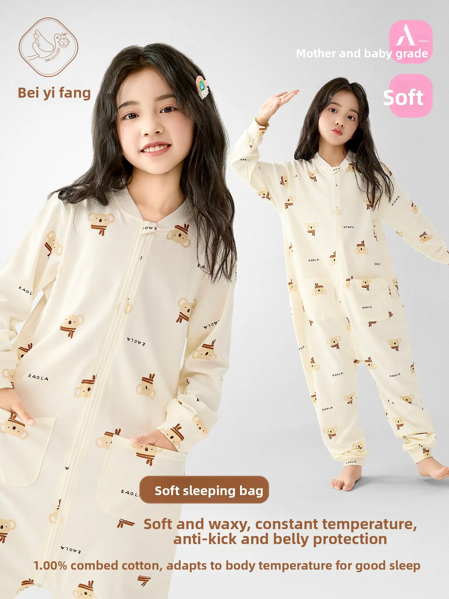pure-cotton-children's-rer-suit-home-clothes-for-girls-winter-thiened-long-sve-zipper-closure-comfortable-soft-fabric