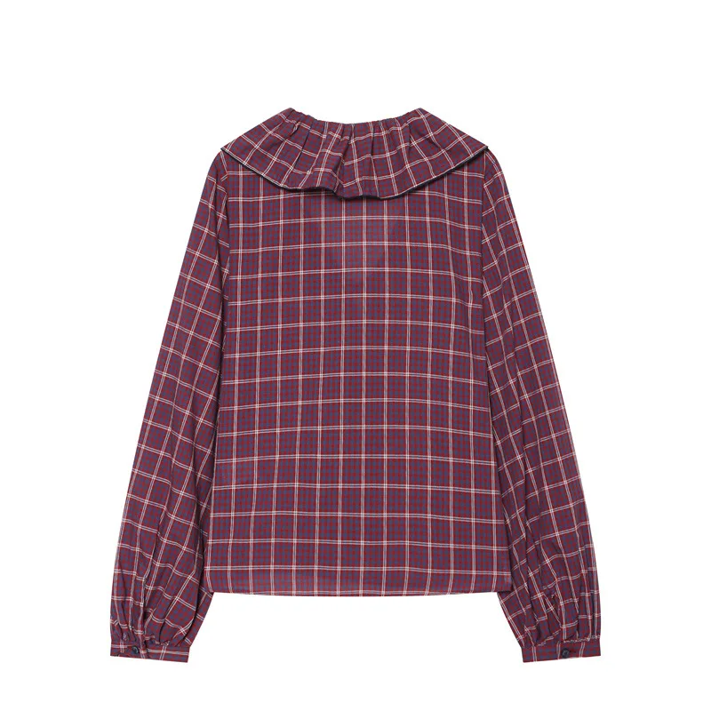 Casual Plaid Shirt Women's V-neck Long Sleeve Knot Top NINE ZAR Ladies Fashion Brand 5029133 Winter Collection 3