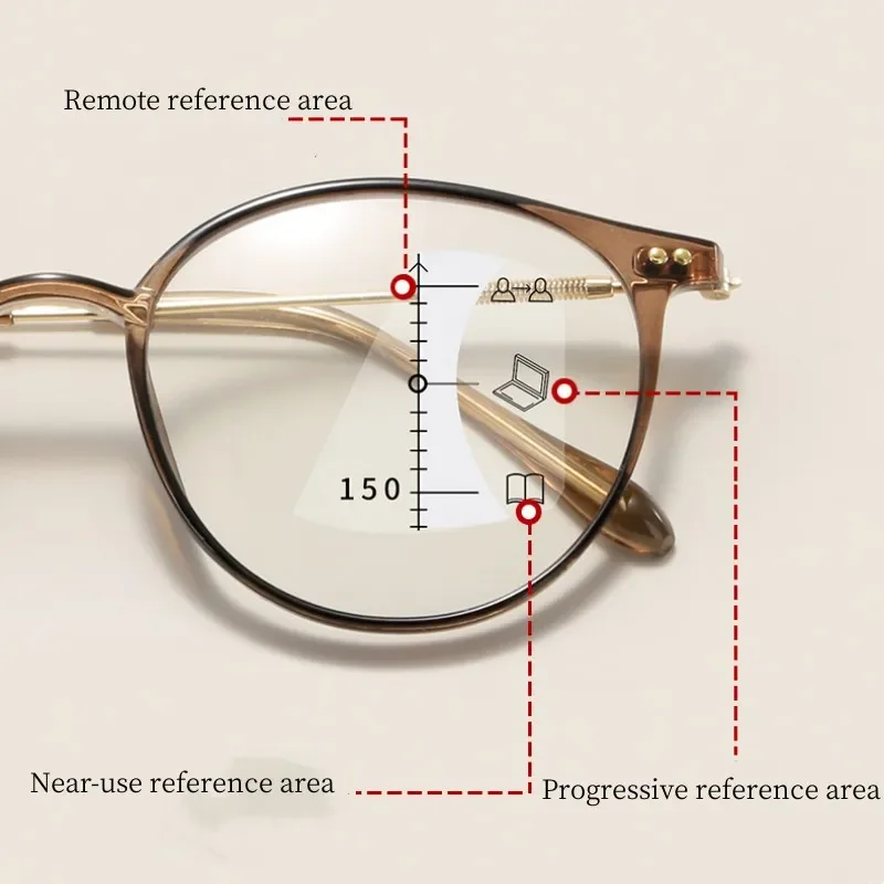 Gafas de lectura multifocales inteligentes, anteojos con bloqueo de luz azul Vintage, graduadas para presbicia, terminadas cerca de lejos