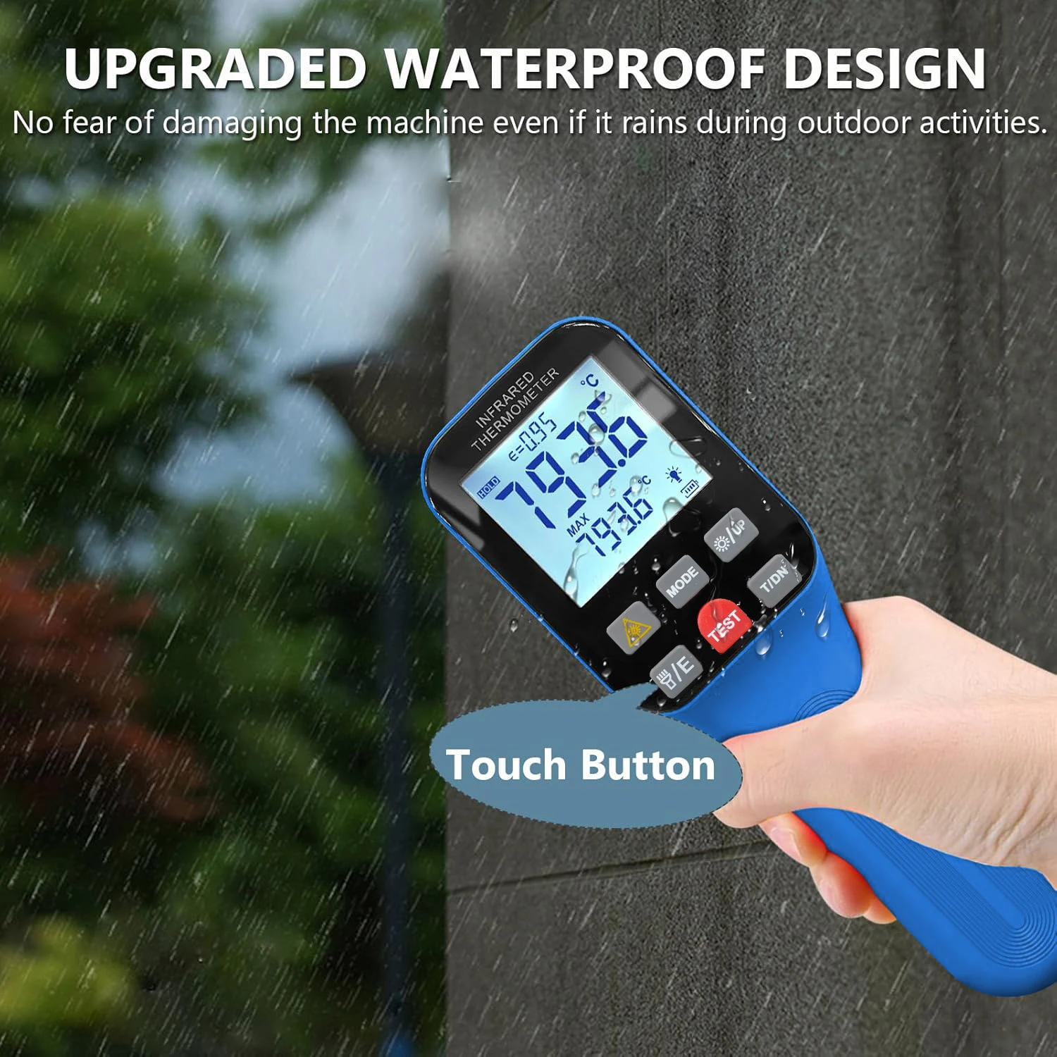 

Non-Contact Infrared Thermometer Bluetooth, -50°F to 2912°F (-50°C to 1600°C) High Accuracy Laser Temperature Gun with Button