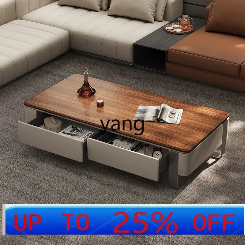 

LTT minimalist light luxury coffee table solid wood leather veneer villa living room