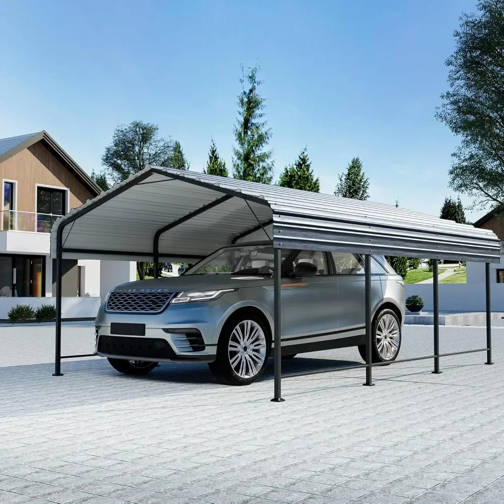 

Carport 10 x 20 ft Heavy Duty Metal Carport Canopy with Galvanized Steel Roof, Outdoor Garage Car Shelter Shade for Car