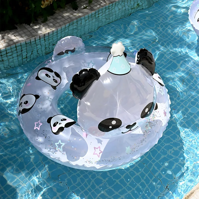 Head Swimming Ring Thickened Inflatable Underarm Swim Ring Anti Rollover Panda Design Safe Learning Water Toy for Boys Girls