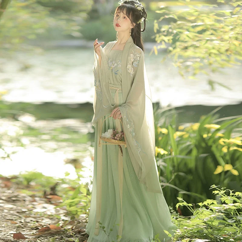 

NY22 2024 New Hanfu Women's Waist-length One-piece Embroidered Big Sleeve Shirt genuine goods suit Spring and Summer