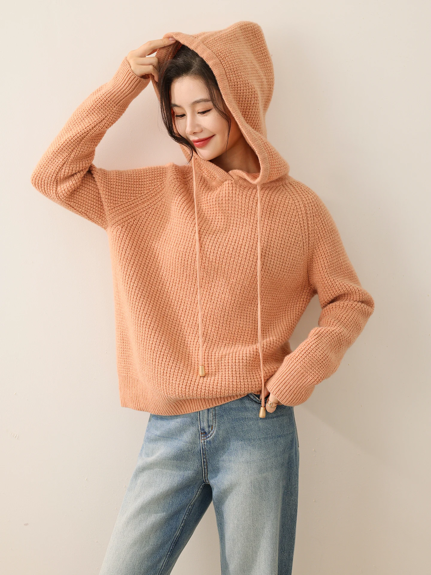 

Woman's 100% Merino Wool Sweater Autumn Winter Female Knitted Pullover Loose Blouse Thick Hoodies Lady Long Sleeve Clothing Tops
