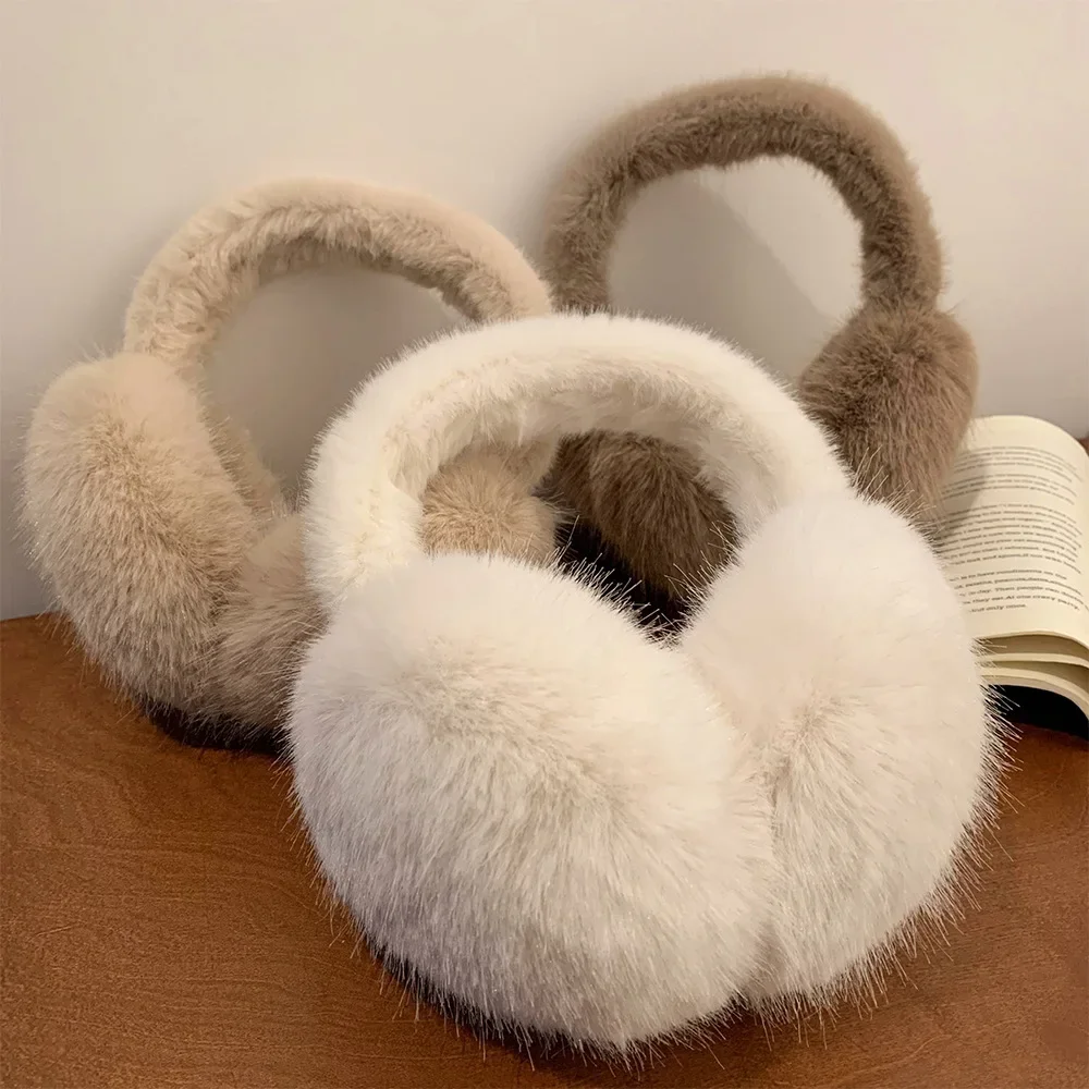 1pc cor sólida macio pelúcia orelha mais quente inverno quente earmuffs moda capa de orelha ao ar livre proteção contra frio orelha-muffs dobrável earflap