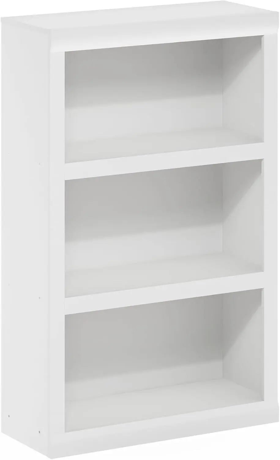 3-Tier Open Shelf Bookcase with Classic Style Edges, White