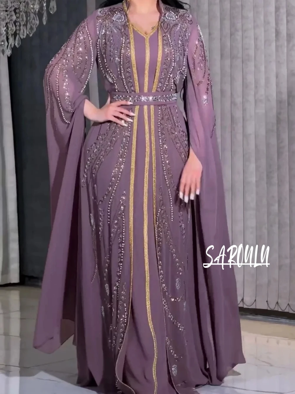 

Caftan Elegant Pearls Chiffon Evening Dress Kaftan A Line Prom Gown Women 2025 Wedding Party Customized Lace Delicate Robe