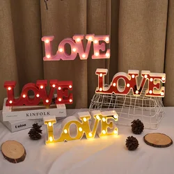 Love Heart LED Letter Lamp Wedding Romantic Red Pink Night Light Ornament Birthday Christmas Home Decoration Valentines Day Gift