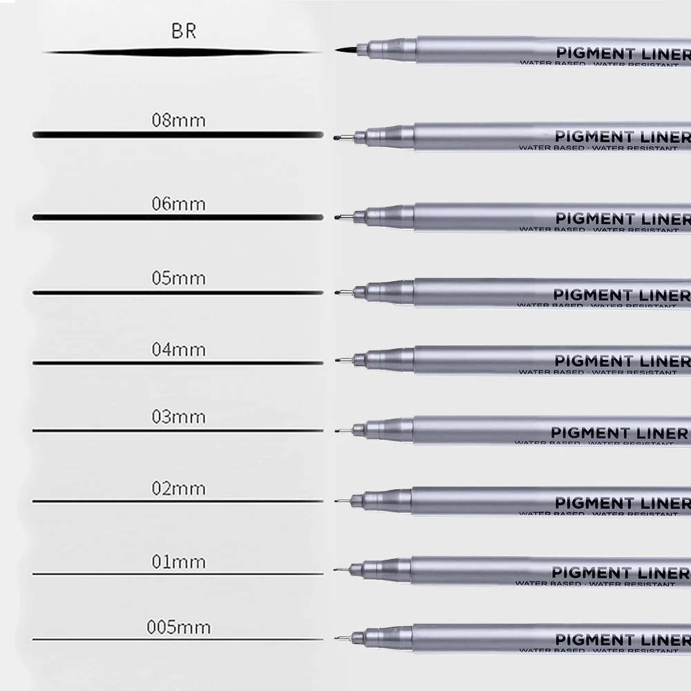 TISHRIC 9 Pieces Fineliner Pen Fine Line Drawing Liners Sketching Liners Cartoon Signature Art Drawing Pens Capillary Pens Set