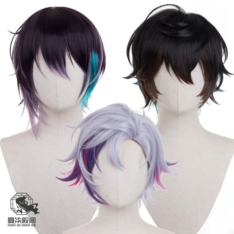 

vTuber Axia Krone Fuwa Minato Mayuzumi Kai Short Cosplay Wigs For Men's Halloween Party Play Role + Wig Cap