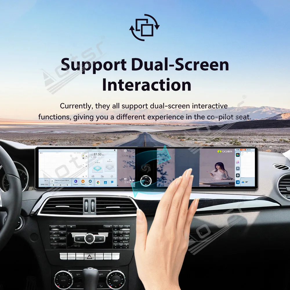 Dual 12.3 Inch High Resolution Display Car Radio GPS Navigation Multimedia System For Mercedes C-Class 2011-2014 Carplay