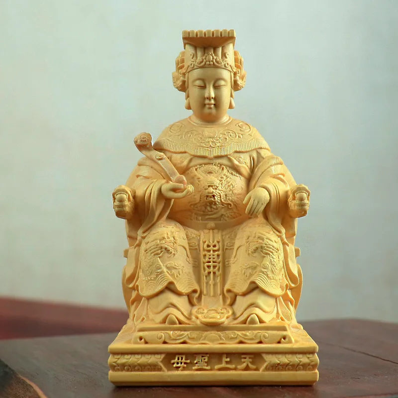 HYS boxwood ruyi ornament wooden handicraft log carving car decoration ornament home peace statue