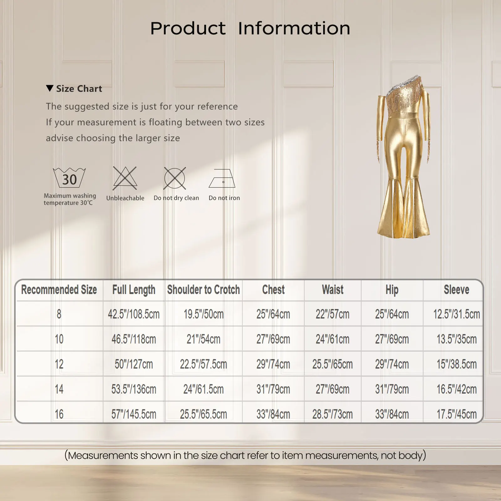 키즈 걸즈 메탈릭 샤이니 롬퍼스 재즈 디스코 댄스웨어 오프 숄더 롱 슬리브 스팽글 태슬 슬릿 벨 바텀 점프수트