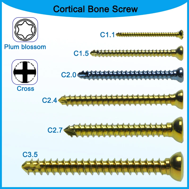 5pcs Cortical Screws Orthopedics Implant Bone Screws for Pet Trauma Surgery Orthopedic Fixation Surgical Implant Instrument
