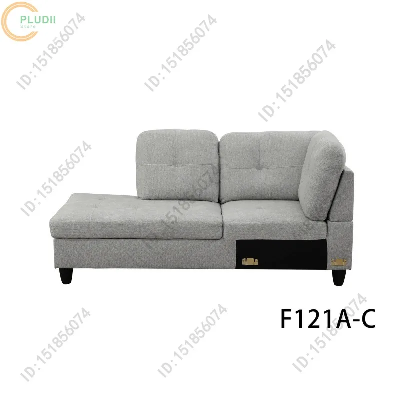 أرائك من الفلانيل باللون الرمادي الفاتح مكونة من 3 قطع طقم أريكة لغرفة المعيشة أريكة مقطعية ناعمة من القطيفة مع كرسي استوديو مكتب الشقة المنزلية