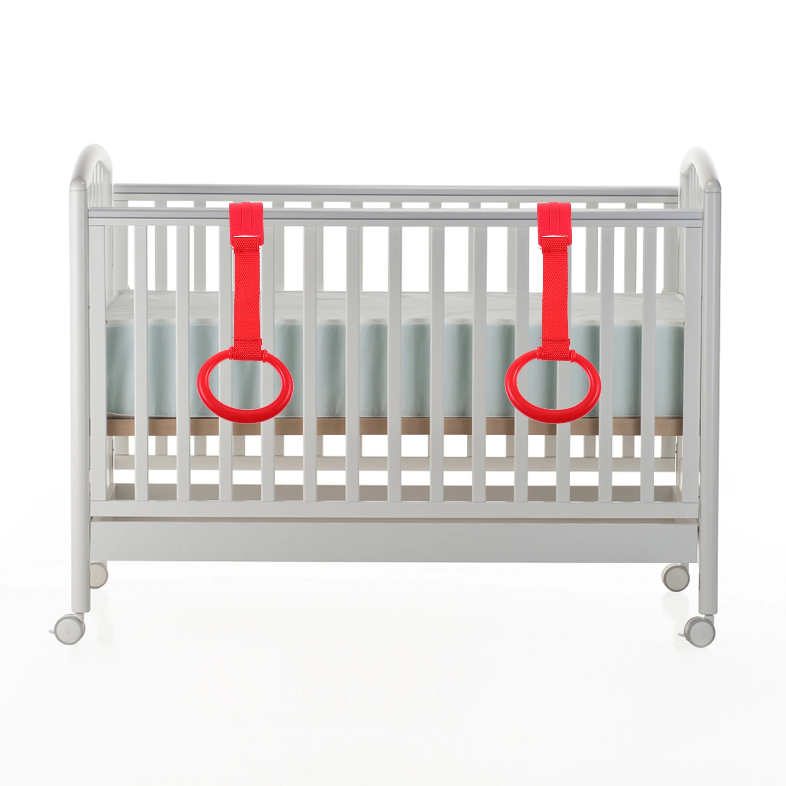 

2pcs Baby Crib Pull Rings Toddler Stand Up Handle Ring Infant Tools Safe Sturdy Design Portable Cute Easy Carry