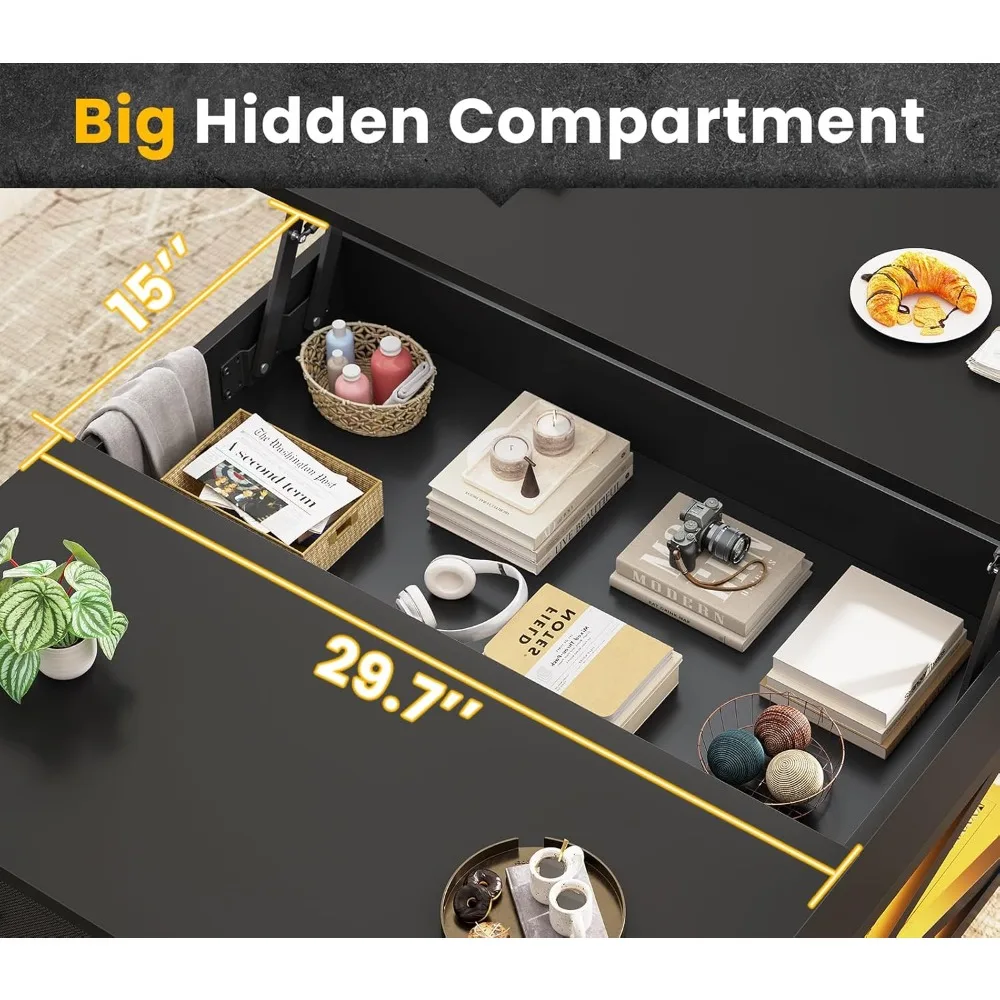 طاولة قهوة قابلة للرفع 31.5 مع مساحة تخزين، طاولات قهوة مربعة لغرفة المعيشة، طاولة قهوة مع درجين من القماش وكبيرة #5