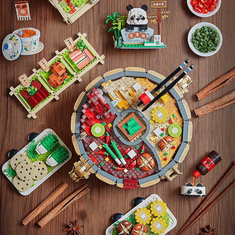 LOZ Sichuan Style Urban New IDEAS Mandarin Duck Hot Pot Creative Building Block Toys DIY Delicious Food Educational Brick Sets