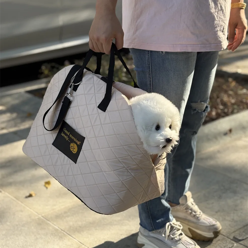 Bolsa de transporte portátil para mascotas, cálida perrera, Control de asiento de coche, portadores antideslizantes, cama segura para cachorros,