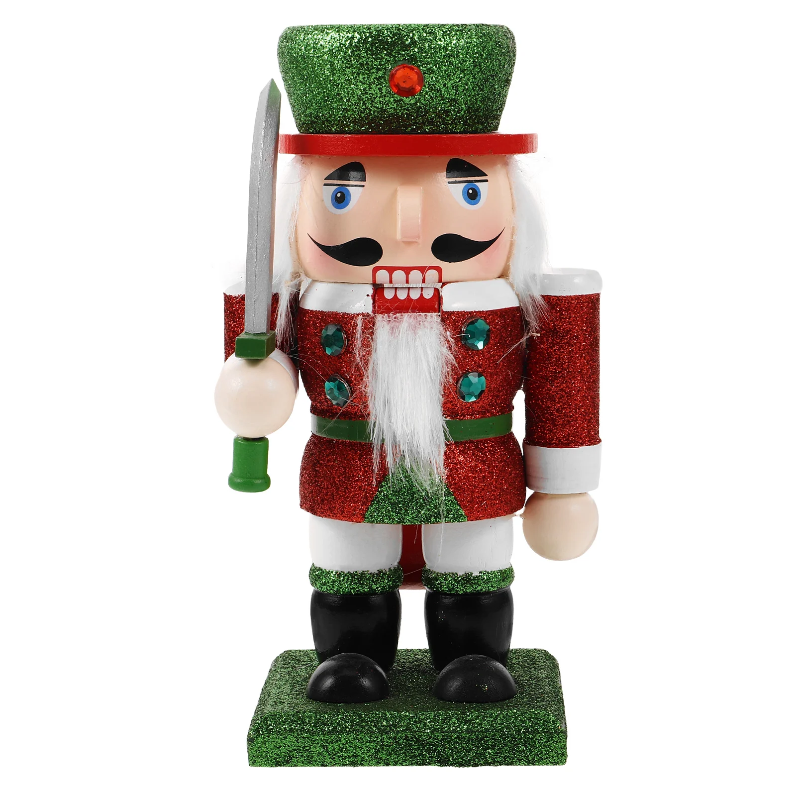

Vintage Style Wooden Nutcracker Christmas Decor Glittery Finish Festive Room Ambiance Table Shelf Decoration Nutcracker Figurine