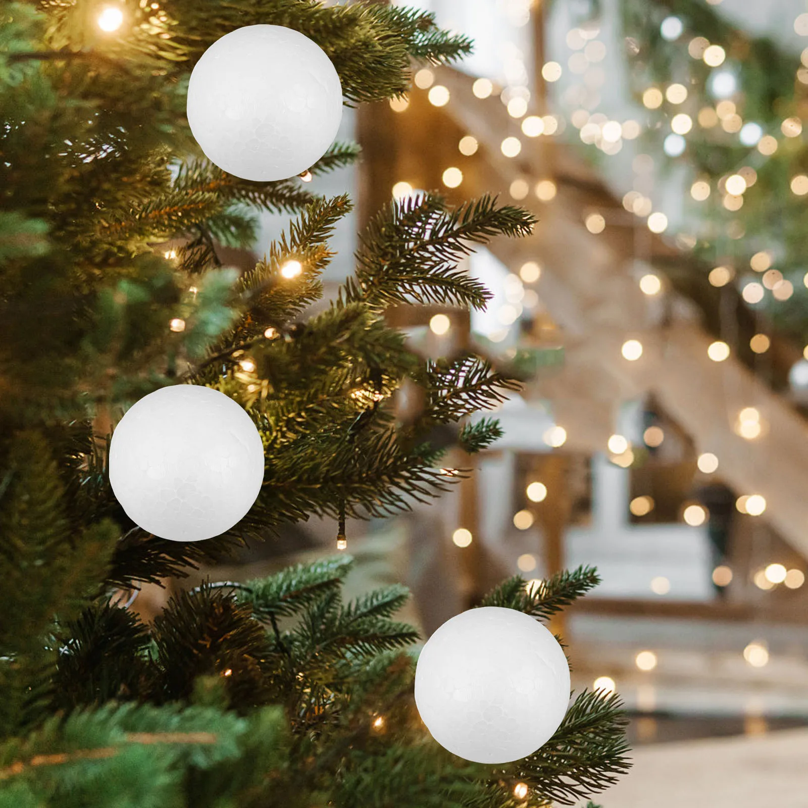 

10Pcs Christmas Craft Balls Durable Solid Polystyrene White 4cm Round Spheres DIY Xmas Ornaments Decoration Polystyrene Balls