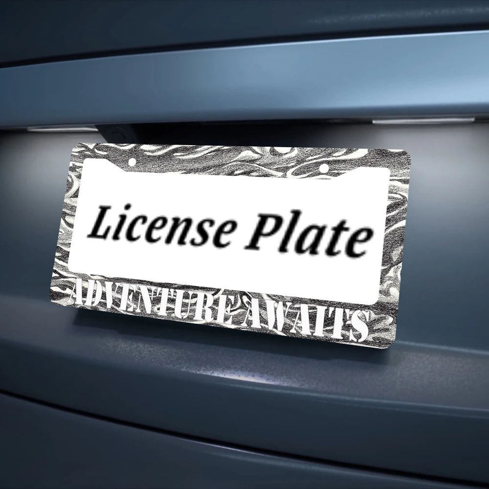 إطار لوحة ترخيص Adventure Waits - إطارات علامات السيارة المصنوعة من الألومنيوم لتزيين السيارة من الجبال الأمريكية #5