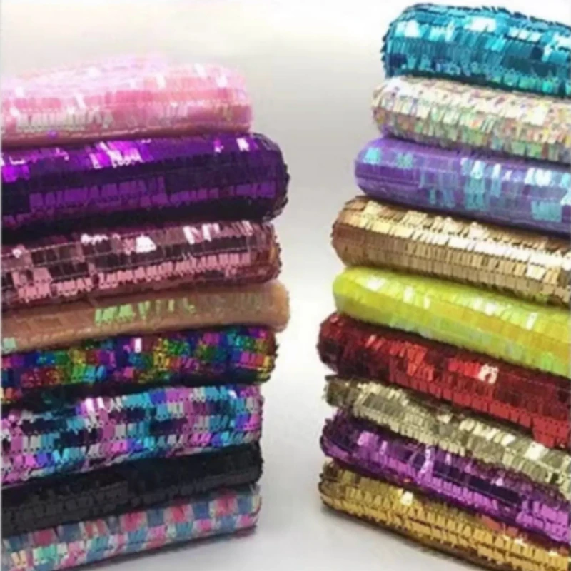 3x9mm Sequin Mesh Fabric for DIY Sewing Wedding Dress Stage Costumes Decorative FabricS Clothing Fashion Cloth By The Meter