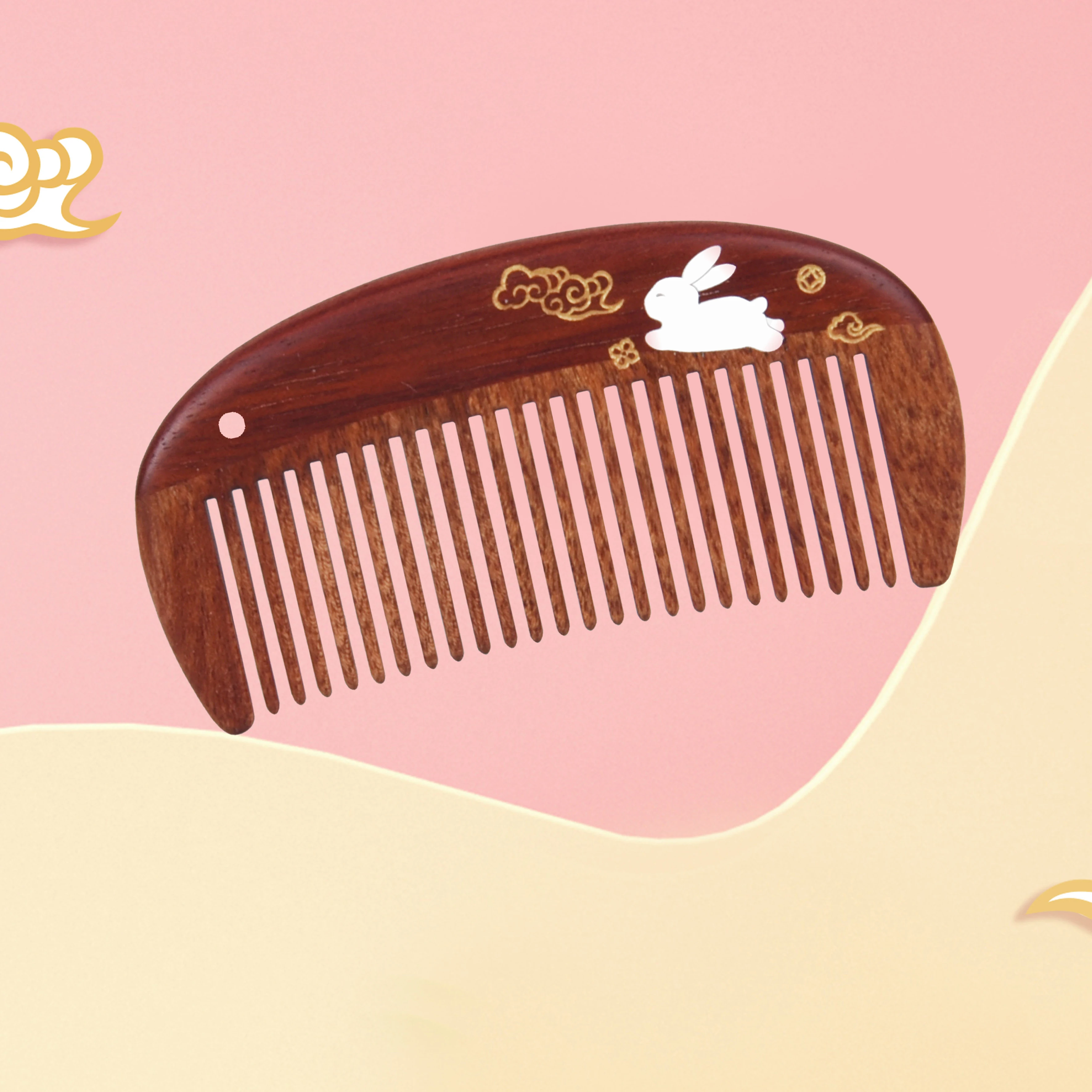 natural-pocket-comb-massage-brush-cute-rabbit-design-birthday-graduation-gift-heartfelt-present-tcm-meridian-massage-tool