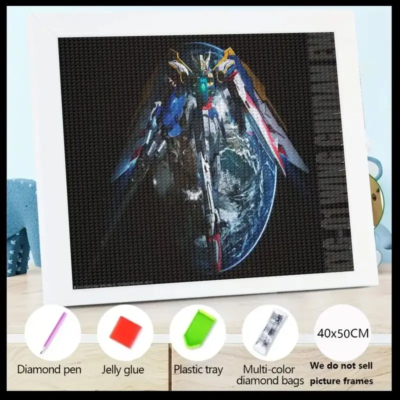 

1 шт. 5D DIY полный дрель комплект алмазной живописи, научно-фантастический Mecha Robot Warrior Over Earth Design, аниме-стиль, кристалл, горный хрусталь, драгоценный камень, искусство