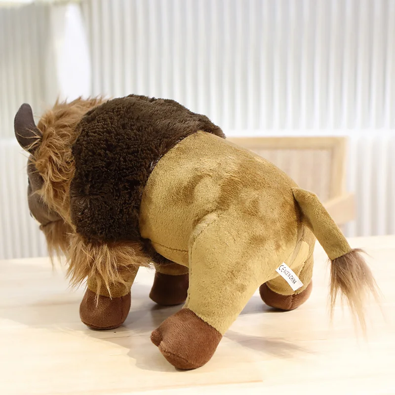 Simulated Wild Ox Plush Fluffy Buffalo Lifelike Buff Soft Vivid Wild Yak Stuffed Doll Home Decor For Man Boys Girl Birthday Gift