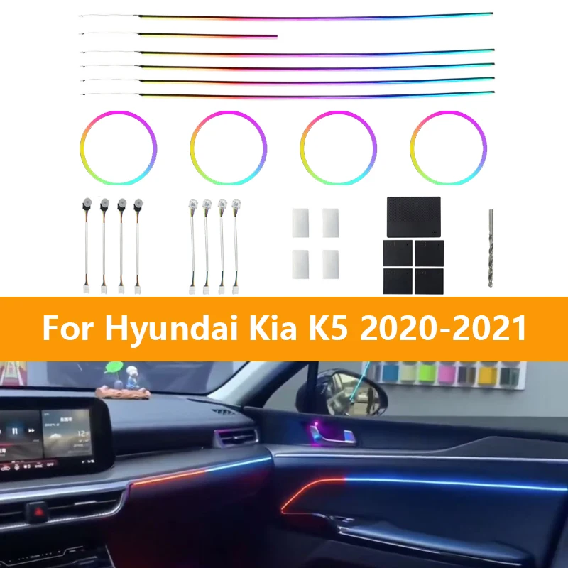 22 in 1 For Hyundai Kia K5 Ambient Light 2020-2021 Hidden Built-in Light Bar with Speaker Decoration Atmosphere Lamp APP Control