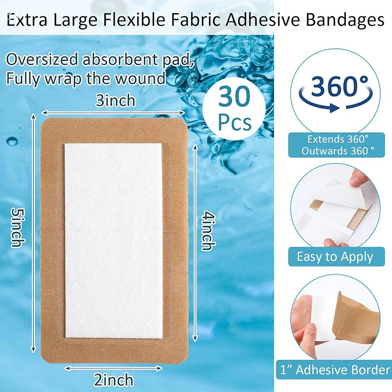 5Pcs Large Size Elastic Non-woven Medical Adhesive Wound Dressing Band Aid Large Wound First Aid Skin Care Tools