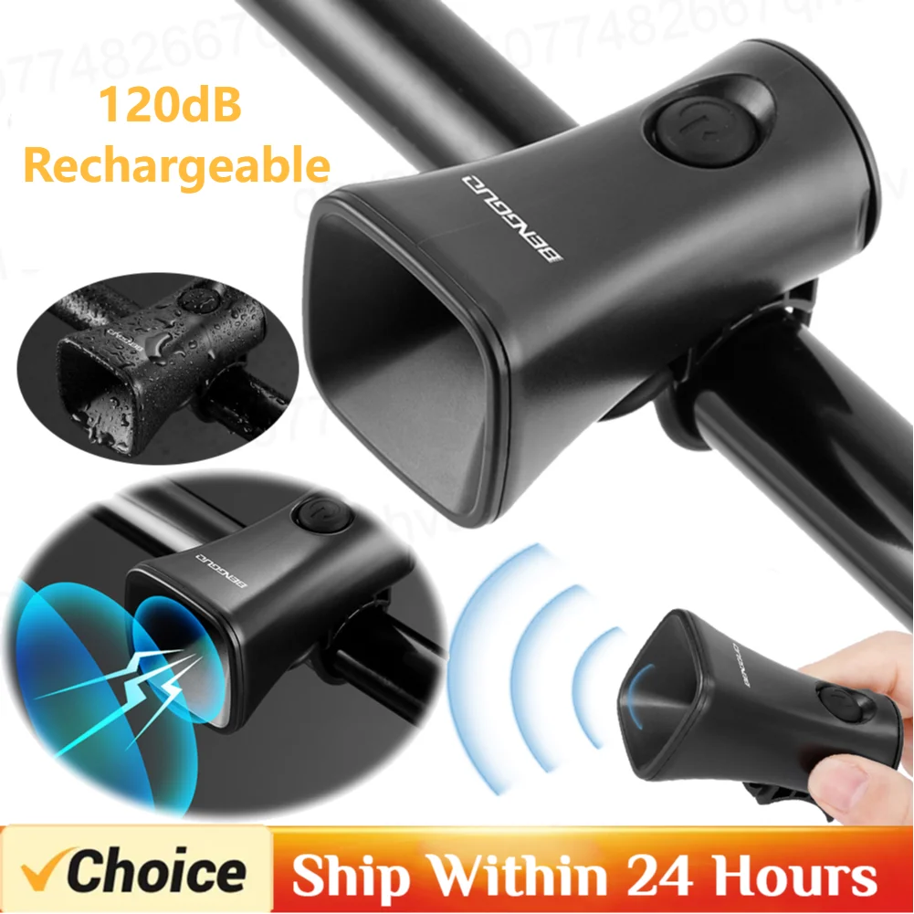 120dB Bicycle Horn Electric Bike Bell Waterproof Bike Horn USB Rechargeable MTB Road Cycling Bicycle Alarm Horn Bike Accessories