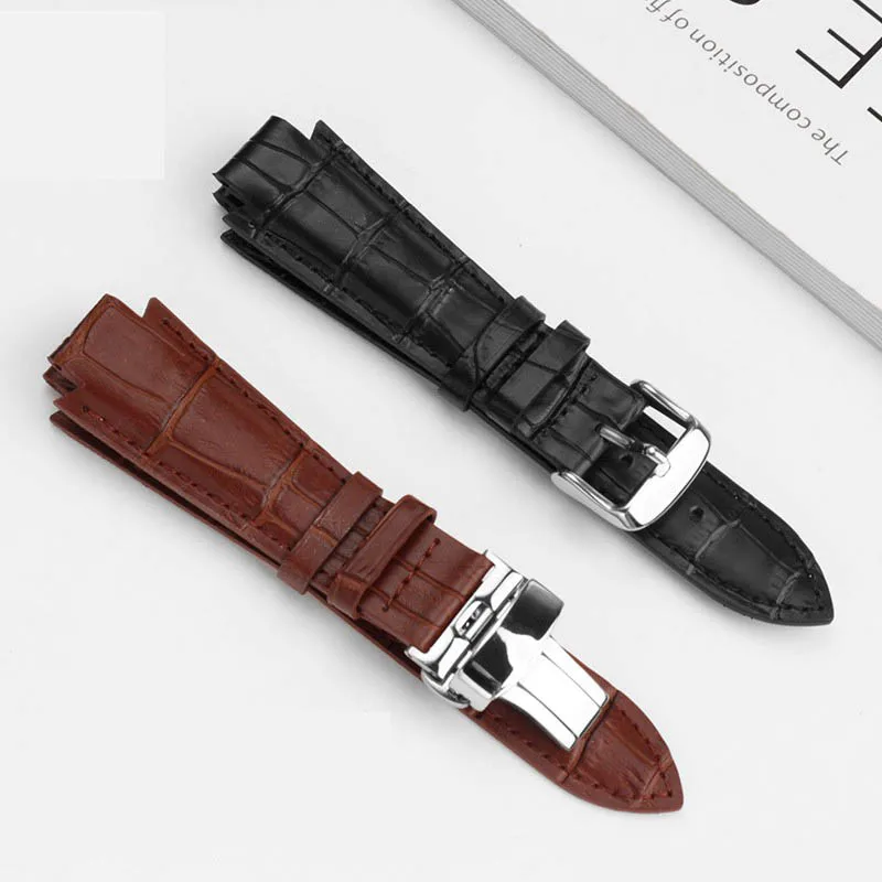 24x14mm Convex End Cowhide Leather Watchband 1853 For Tissot T60 Strap Belt L875/975K Series Watch Strap Accessories