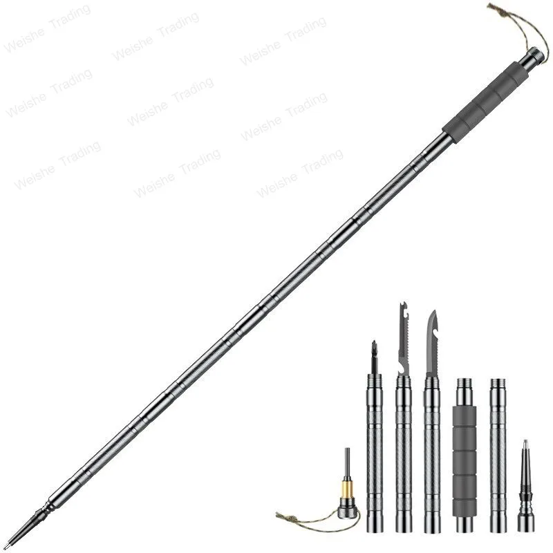 Hiking Pole Folding Multifunctional Outdoor Hiking Self-Defense Stick Mountain Camping Set Crane Hiking Pole