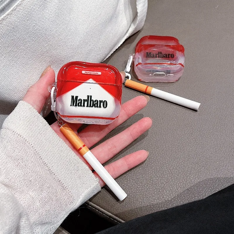 مضحك السجائر سماعة رأس بخاصية البلوتوث الحالات ل أبل Airpods 4 2024 1 2 3 برو 2 سيليكون شفاف سماعات لاسلكية غطاء