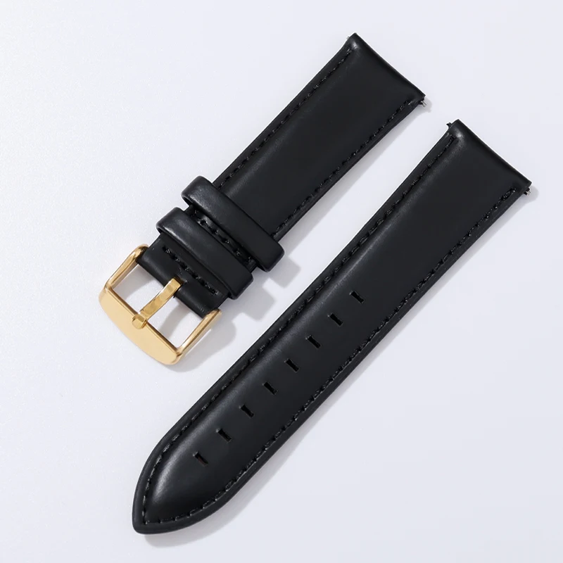 Genuine Leather Watch Band Rose Gold Clasp Black Brown Bracelet 18mm 20mm 22mm Quick Release Leather Watch Strap Watch Wristband