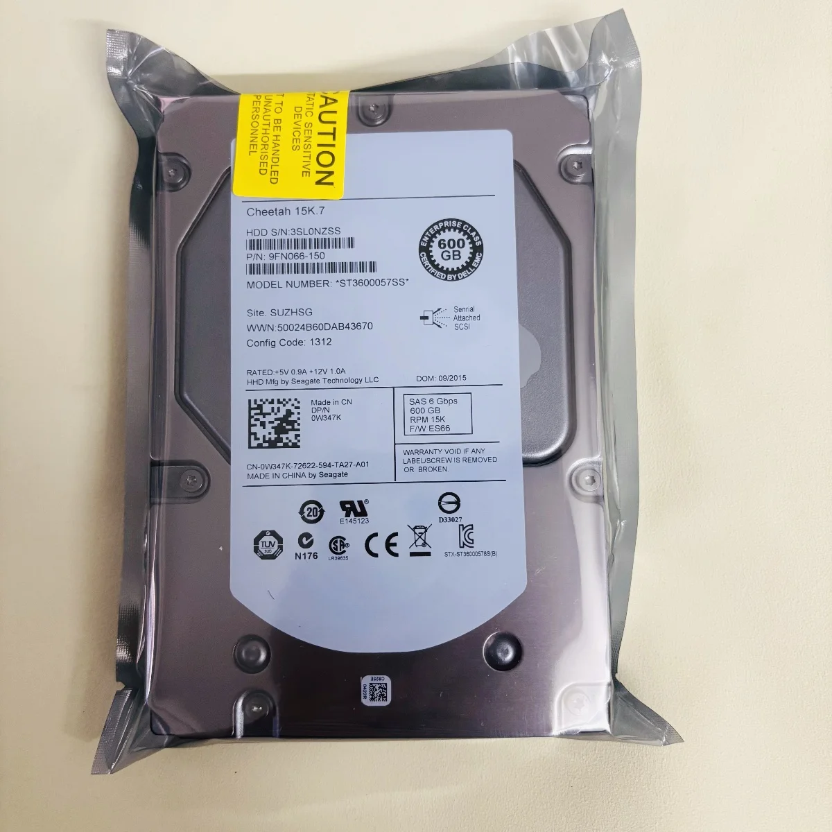 3.5" 600gb SAS 15K W347k 9fn066-150 St3600057ss 0w347k 6gbps Internal