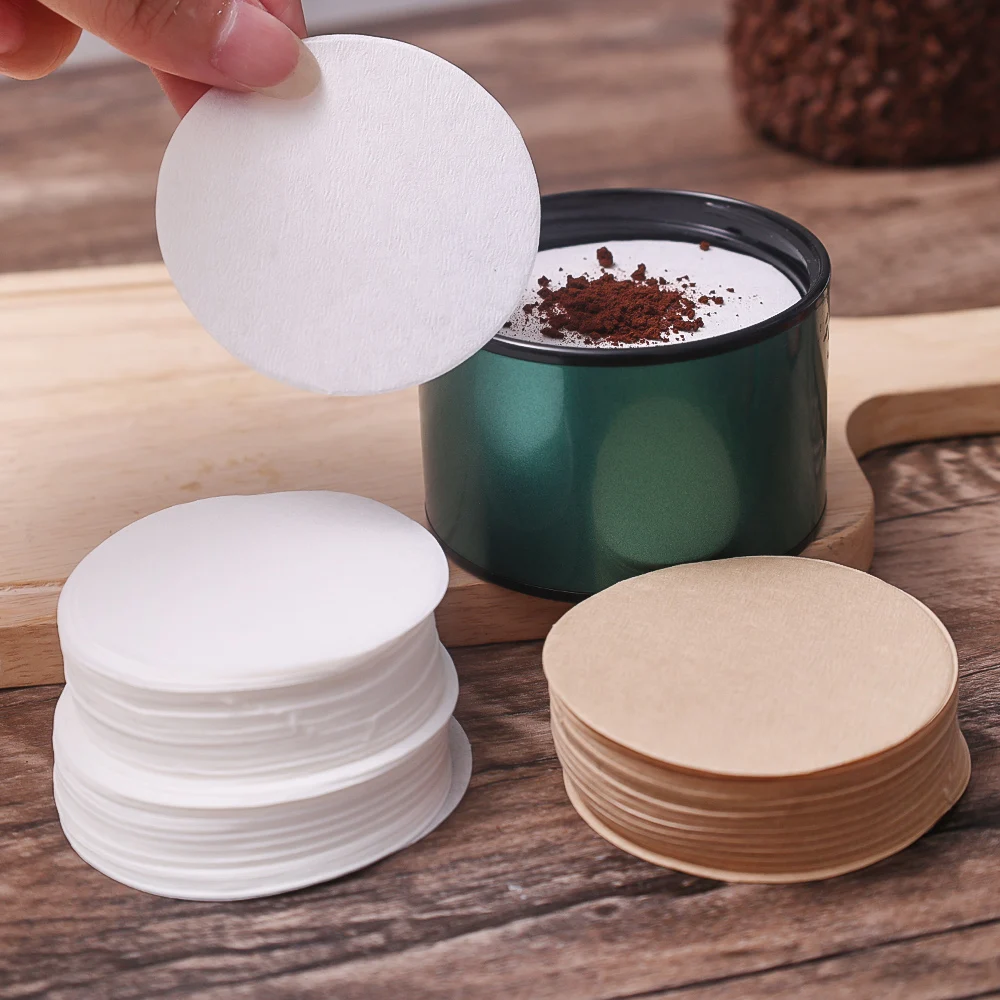 100/300Pcs Round Coffee Tea Filter Paper Home Handle Special Powder Bowl Natural Wood Pulp Filters Replacement Moka Coffee Pot