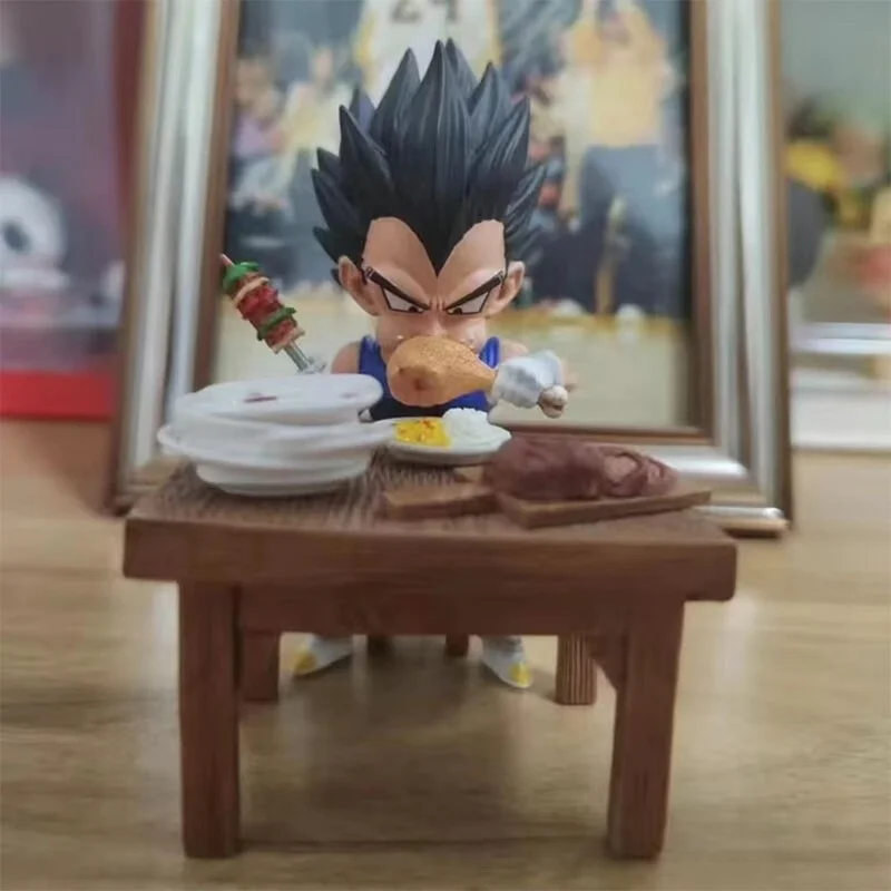 Dragon Ball Gk Glut Oneself With Delicacies Sun Wukong Vegeta Mini Figurines For Scenes Cute Desktop Model Ornament For Computer