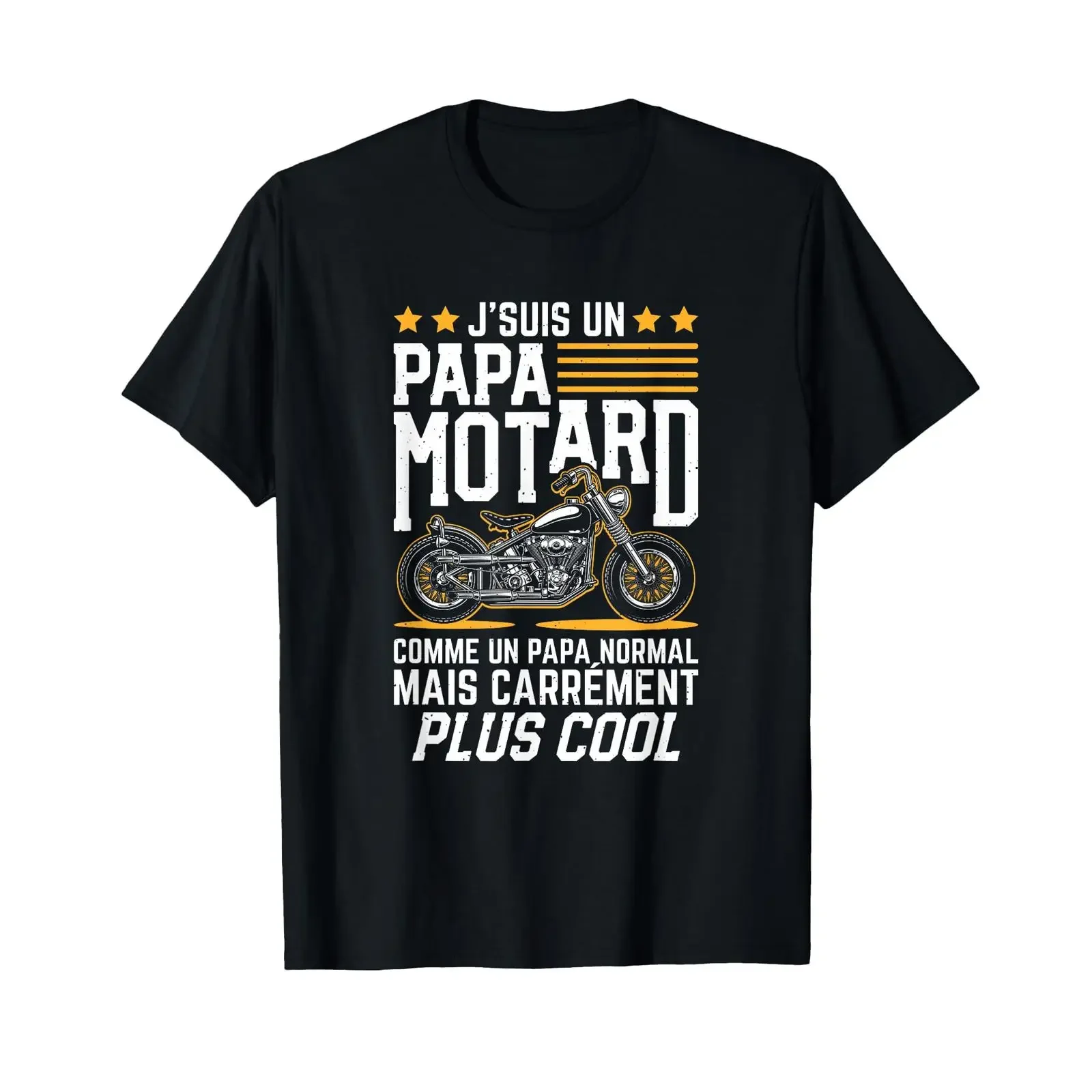 Papa Motard Father's Day Motorcycle T Shirt Black vintage Washed Top For Everyday Wear Breathable Versatile Soft graphic