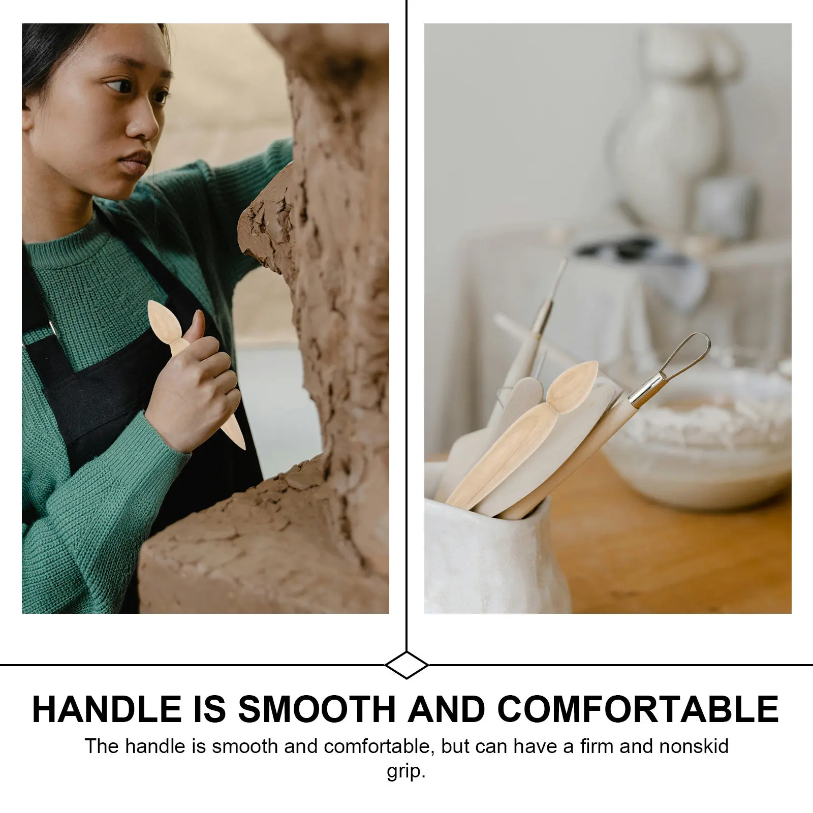 Wooden Clay Sculpture Tool Pottery Mallet Smooth Comfortable Handle for Beginner and Professional Ceramic Art DIY Clay Modeling