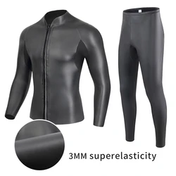 3MM CR Neoprene Wetsuit Men  Top Suit Glue Bonding High Elastic Surfing Winter Swim Snorkeling Quick-drying UV Protection Suit