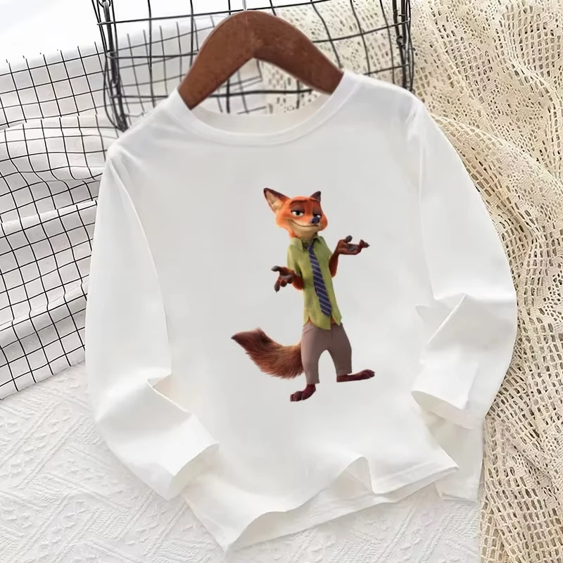 تي شيرت Zootopia كارتوني بأكمام طويلة للأطفال ملابس كاجوال للخريف مناسبة للأولاد والبنات #1